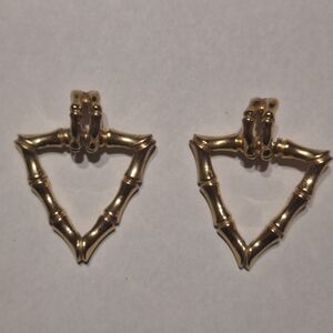 Gold Tone Bamboo Hoop Earrings